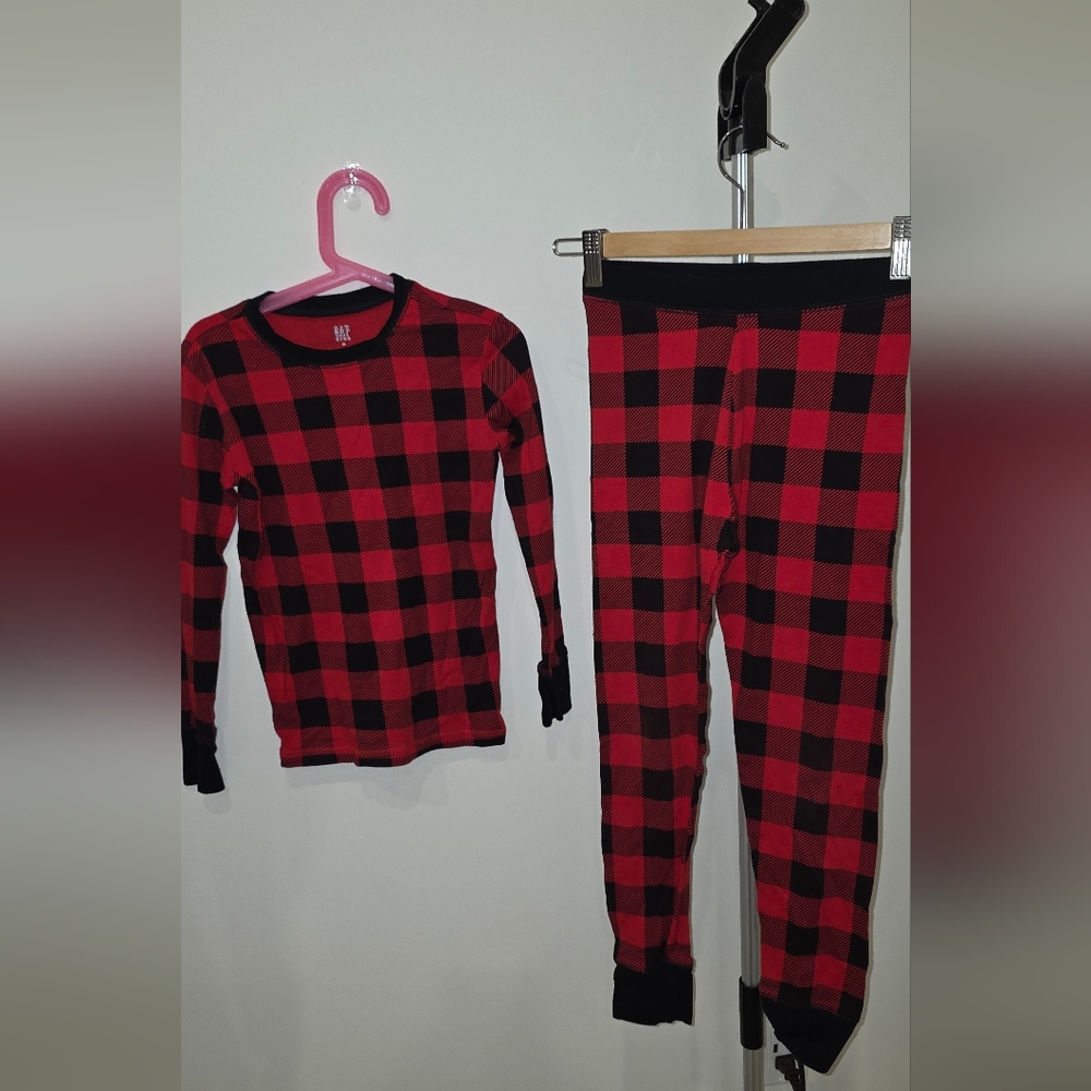 GAP Kids Red and Black Pajama Set Classic Buffalo Plaid 10